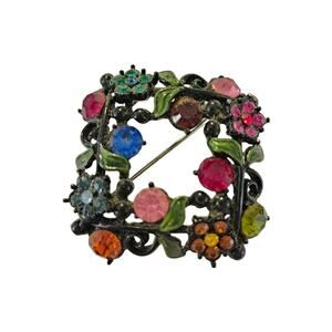 Vintage Crystal Fruit Salad Brooch 1950s, Hollycraft